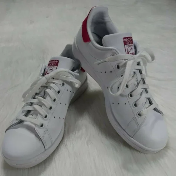 Adidas Trefoil Shoes Stan Smith White Pink Sneakers Junior's Size 6